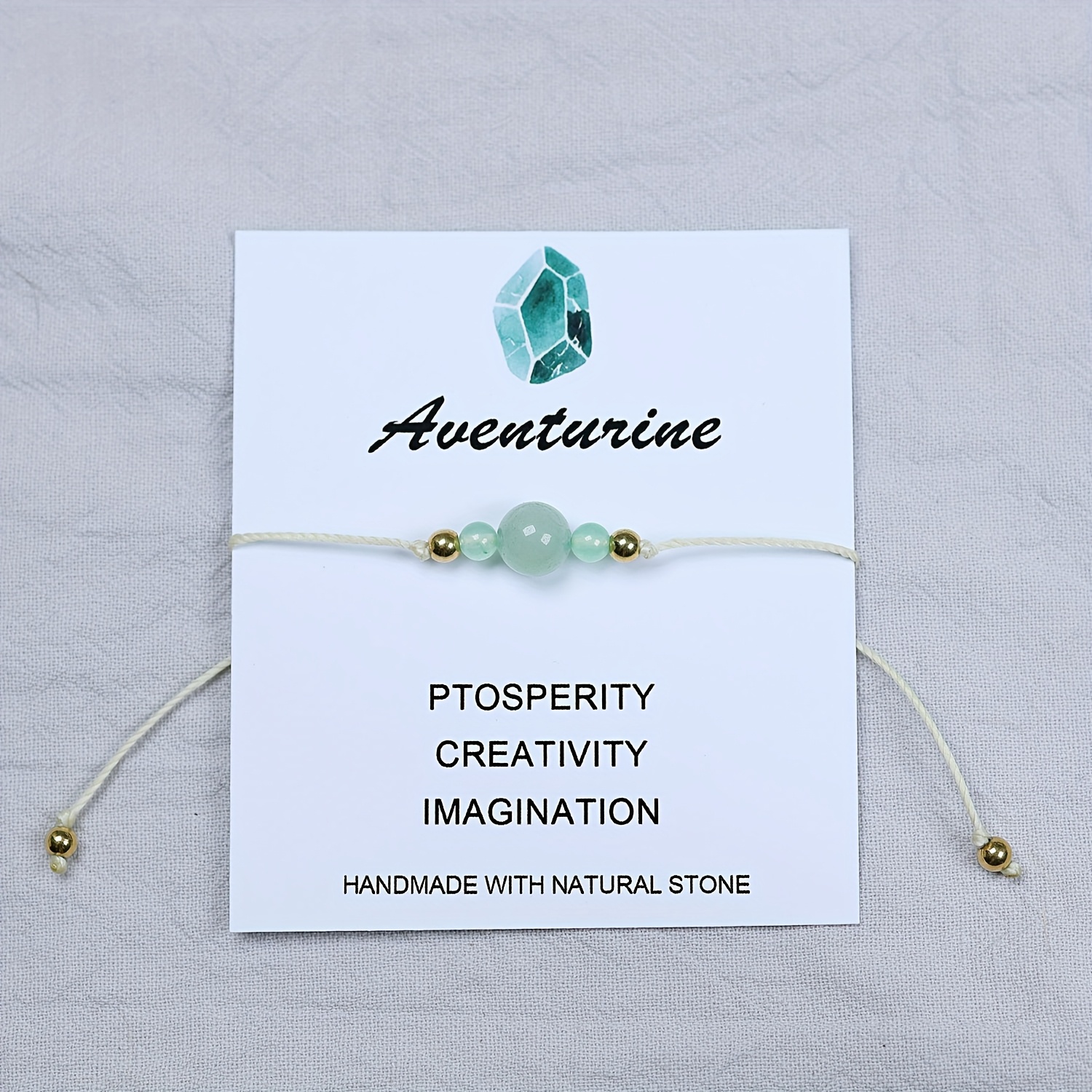Handmade Adjustable Rope Bracelet with Natural August Birthstone